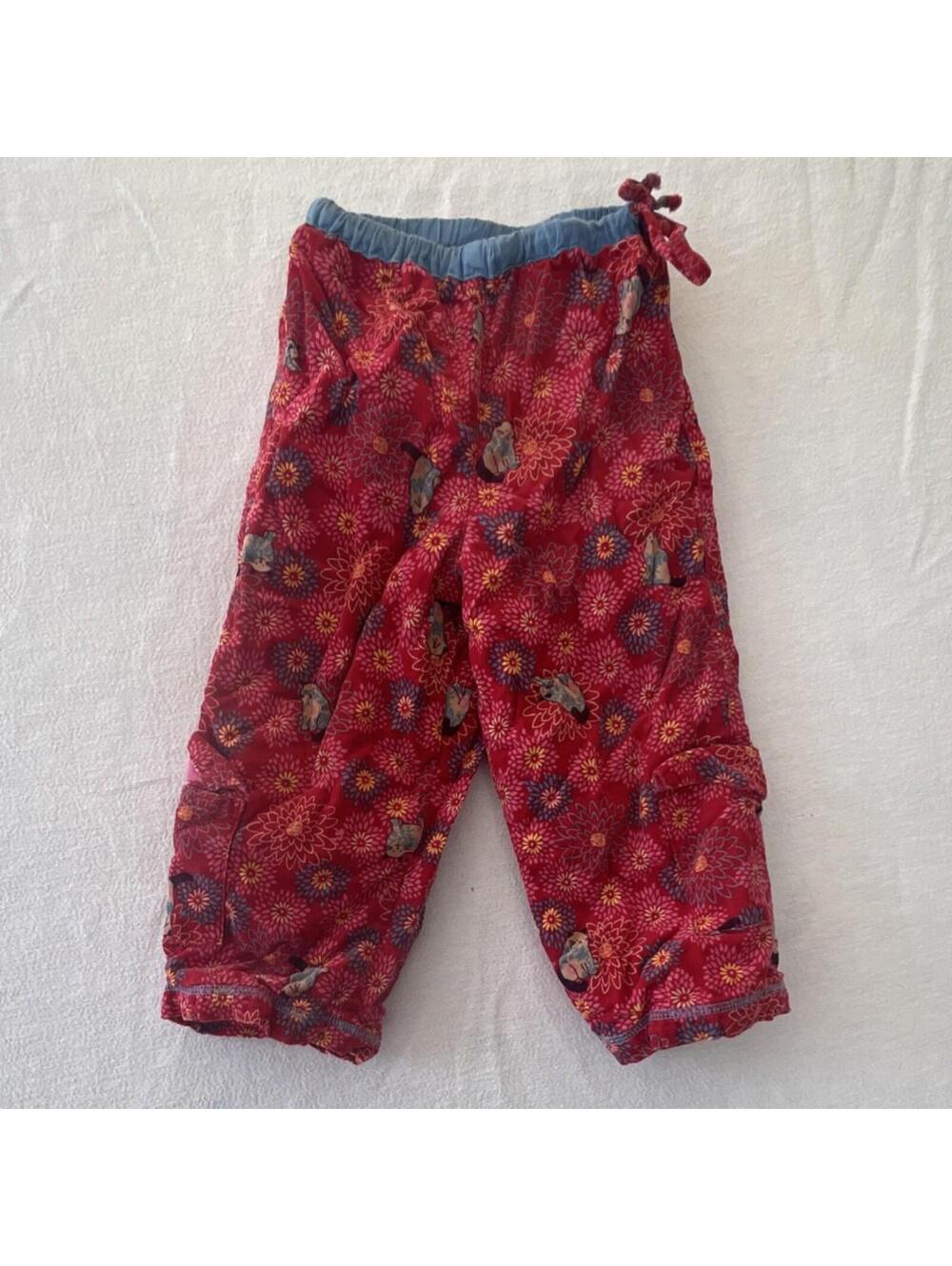 Catimini Toddler Pants Corduroy Animal Print Size 3 Funky Cat Japanese Boho